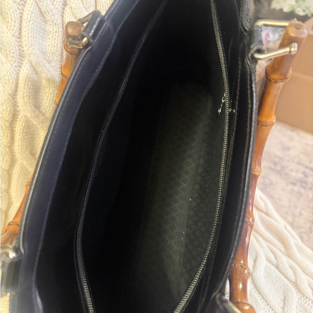 Gucci Black Shoulder Bag with Bamboo Handle with COA - Picture 8 of 11